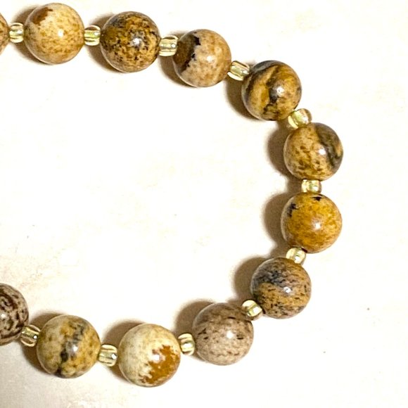 Jasper Stone Beaded Necklace, Genuine Gemstone Stackable Layering Necklace - Picture 7 of 9